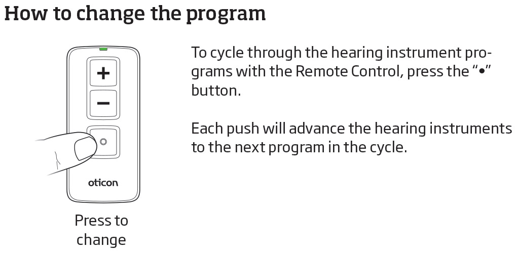 Oticon Remote 2 Change Program
