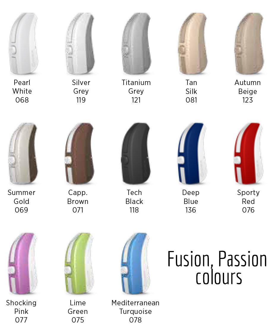 Widex Evoke Fusion and Passion Colours